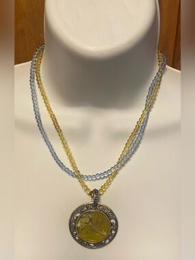 Beautiful Vintage Artisan Silver Filigree Scroll Medallion Pendant Necklace Boho
